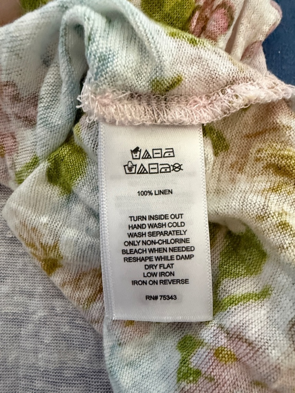 Joie Pink Floral V-Neck Collared Tank/cap sleeve shirt 100 percent linen large - Picture 4 of 5